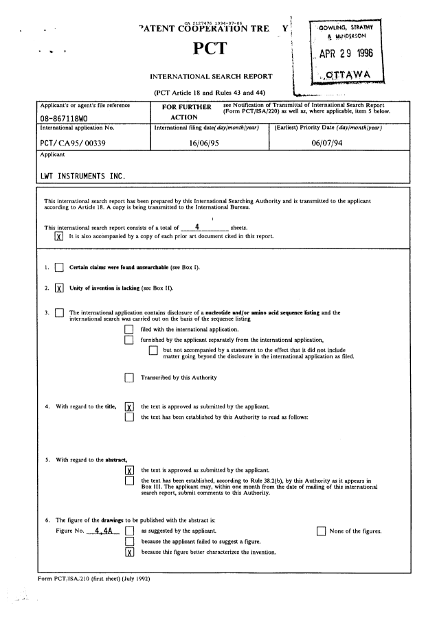Document de brevet canadien 2127476. Rapport d'examen préliminaire international 19940706. Image 2 de 10