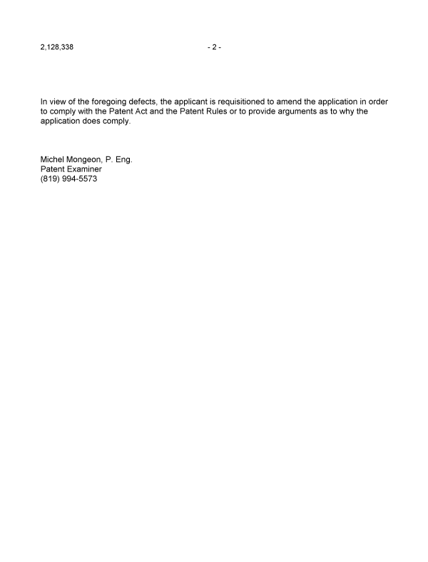 Document de brevet canadien 2128338. Poursuite-Amendment 20030506. Image 2 de 2