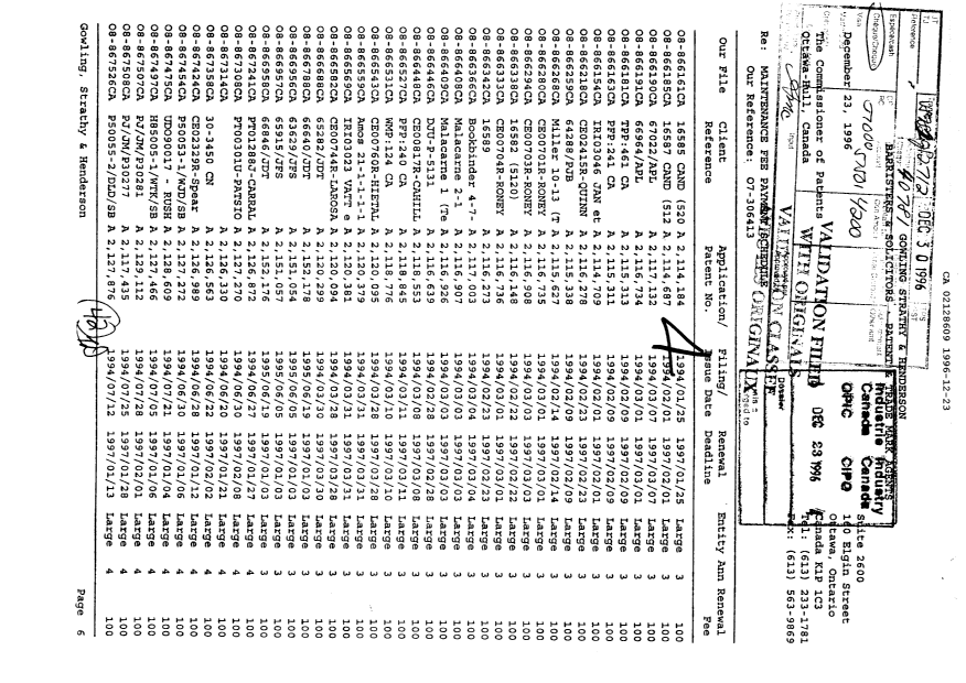 Document de brevet canadien 2128609. Taxes 19961223. Image 1 de 1