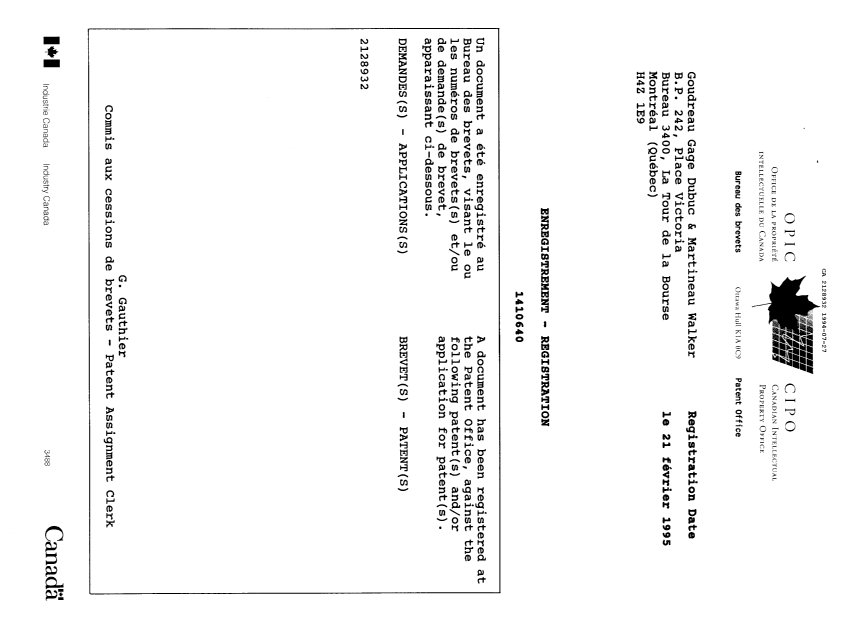 Document de brevet canadien 2128932. Correspondance de la poursuite 19940727. Image 1 de 7