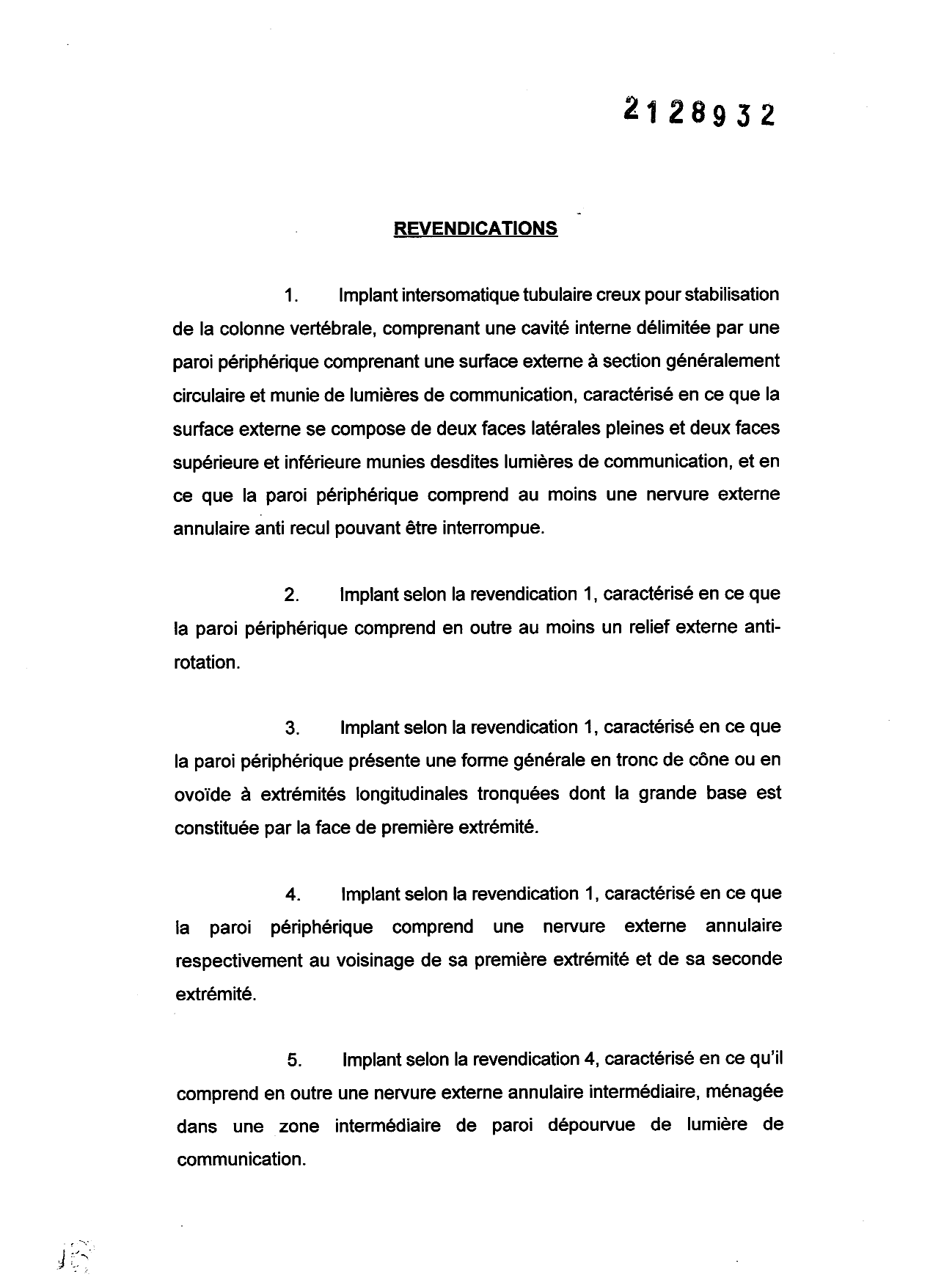 Document de brevet canadien 2128932. Revendications 19970820. Image 1 de 2