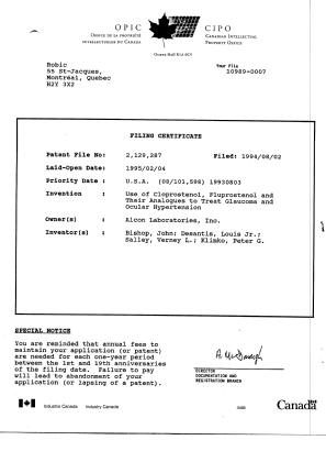 Canadian Patent Document 2129287. Assignment 19931202. Image 22 of 22