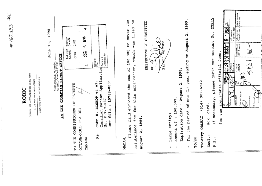Document de brevet canadien 2129287. Taxes 19971216. Image 1 de 1