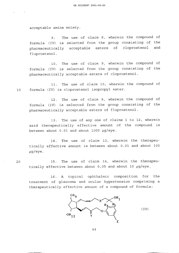 Document de brevet canadien 2129287. Revendications 20001220. Image 3 de 13
