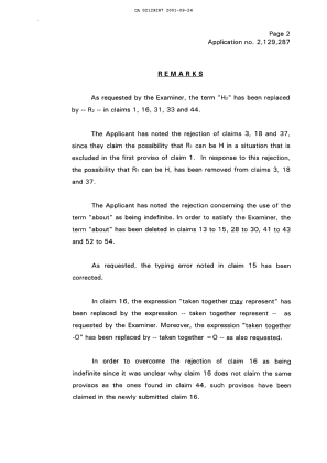 Canadian Patent Document 2129287. Prosecution-Amendment 20001224. Image 2 of 16
