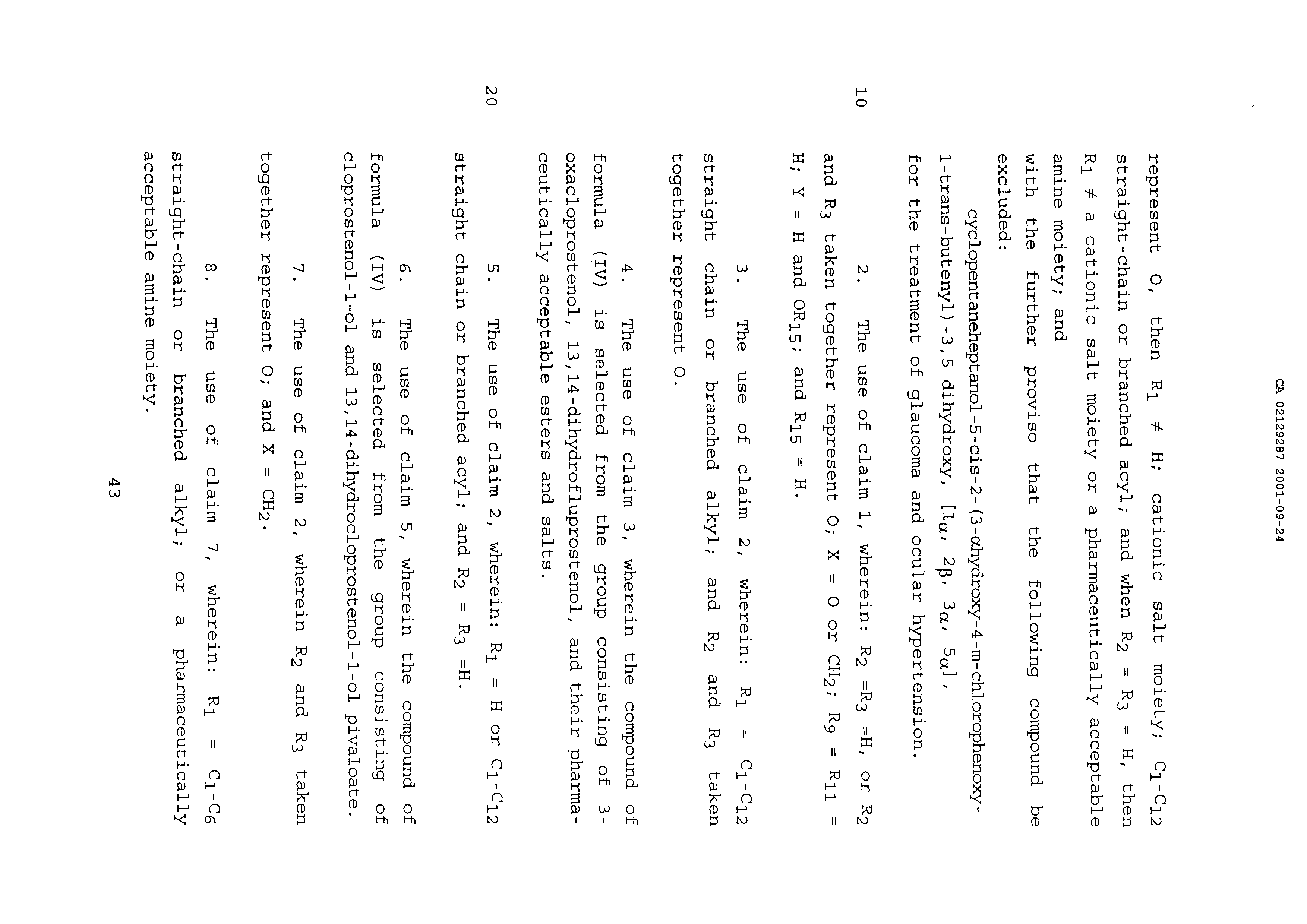 Canadian Patent Document 2129287. Claims 20001229. Image 2 of 13