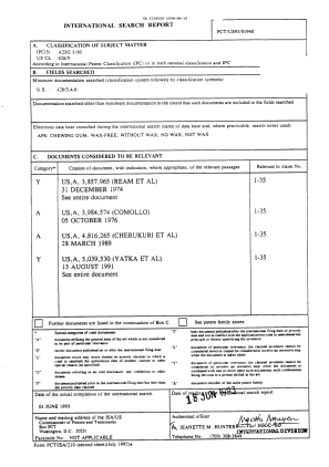 Document de brevet canadien 2130568. Rapport d'examen préliminaire international 19940819. Image 1 de 6