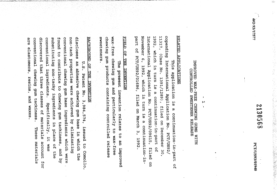 Document de brevet canadien 2130568. Description 19950729. Image 1 de 42