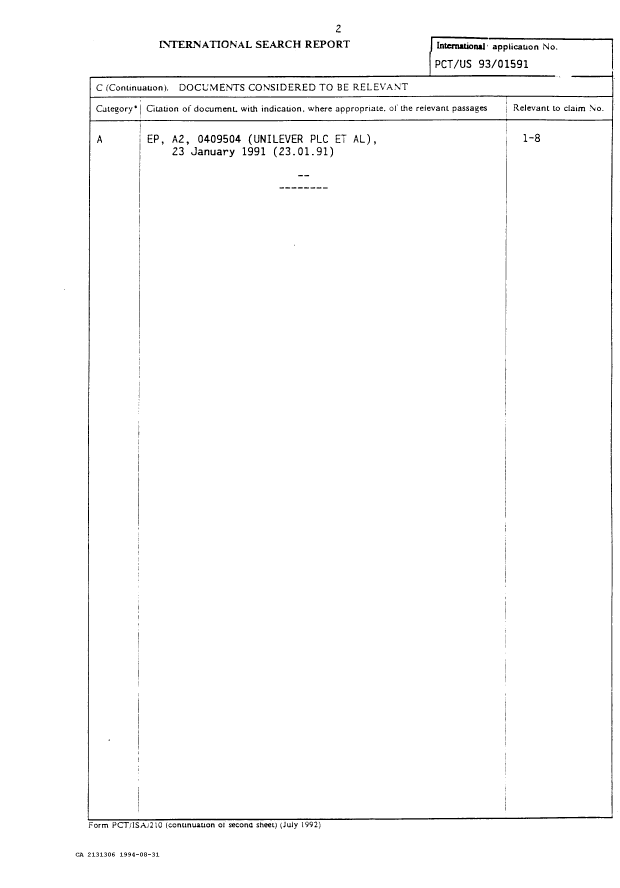 Canadian Patent Document 2131306. International Preliminary Examination Report 19940831. Image 14 of 15