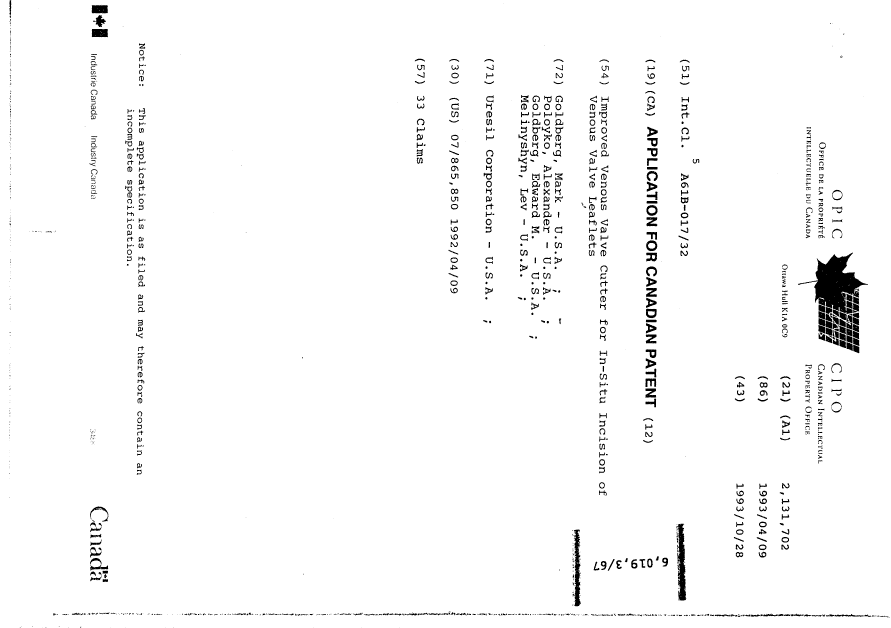 Document de brevet canadien 2131702. Page couverture 19950916. Image 1 de 1