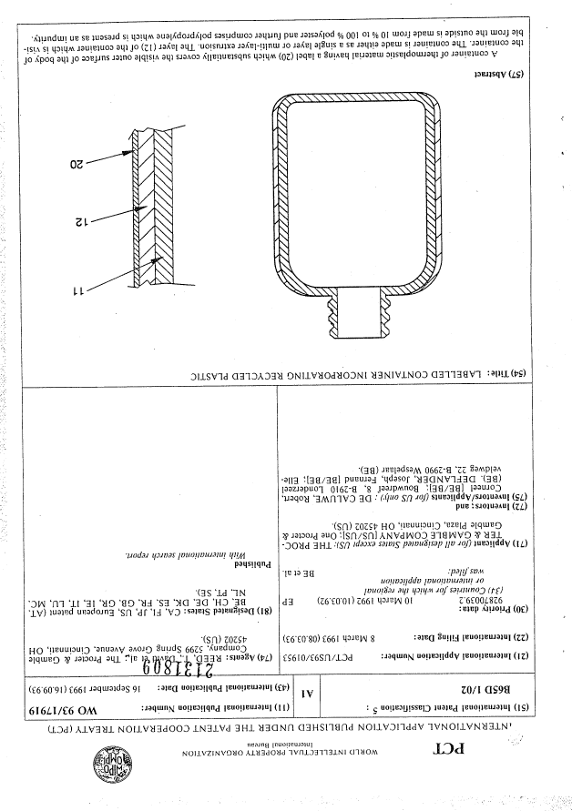 Canadian Patent Document 2131809. Abstract 19951111. Image 1 of 1