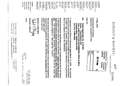 Canadian Patent Document 2132861. Correspondence 20000512. Image 1 of 1