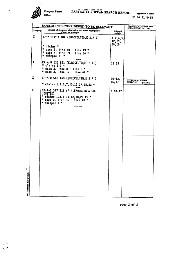 Document de brevet canadien 2133503. Correspondance de la poursuite 19980430. Image 2 de 5