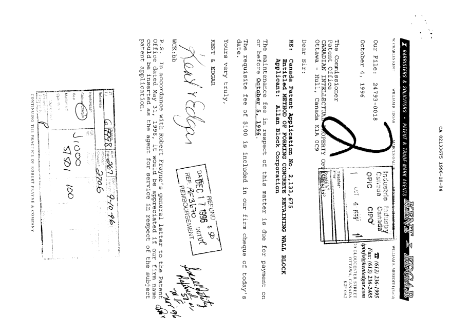 Document de brevet canadien 2133675. Taxes 19961004. Image 1 de 1
