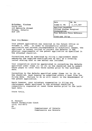 Document de brevet canadien 2133687. Correspondance 19941125. Image 1 de 30