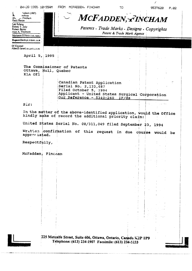 Document de brevet canadien 2133687. Correspondance 19941125. Image 30 de 30