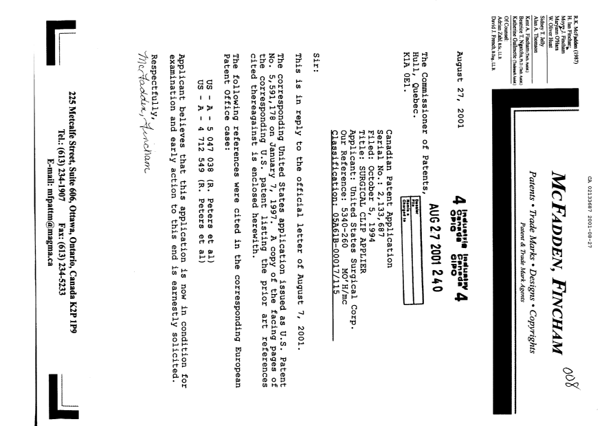 Document de brevet canadien 2133687. Poursuite-Amendment 20010827. Image 1 de 1