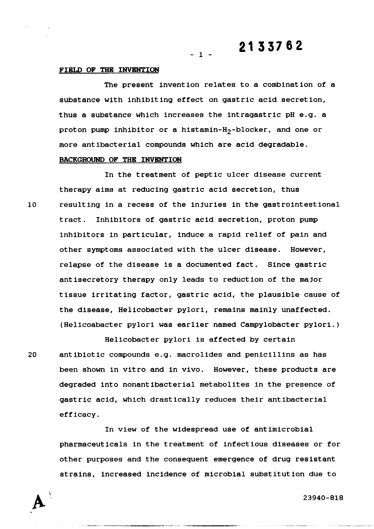 Document de brevet canadien 2133762. Description 19981221. Image 1 de 25