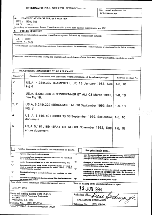 Document de brevet canadien 2134974. Rapport d'examen préliminaire international 19941102. Image 1 de 1