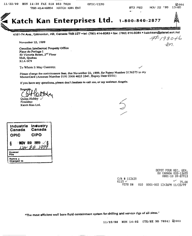 Document de brevet canadien 2136375. Taxes 19981222. Image 1 de 1