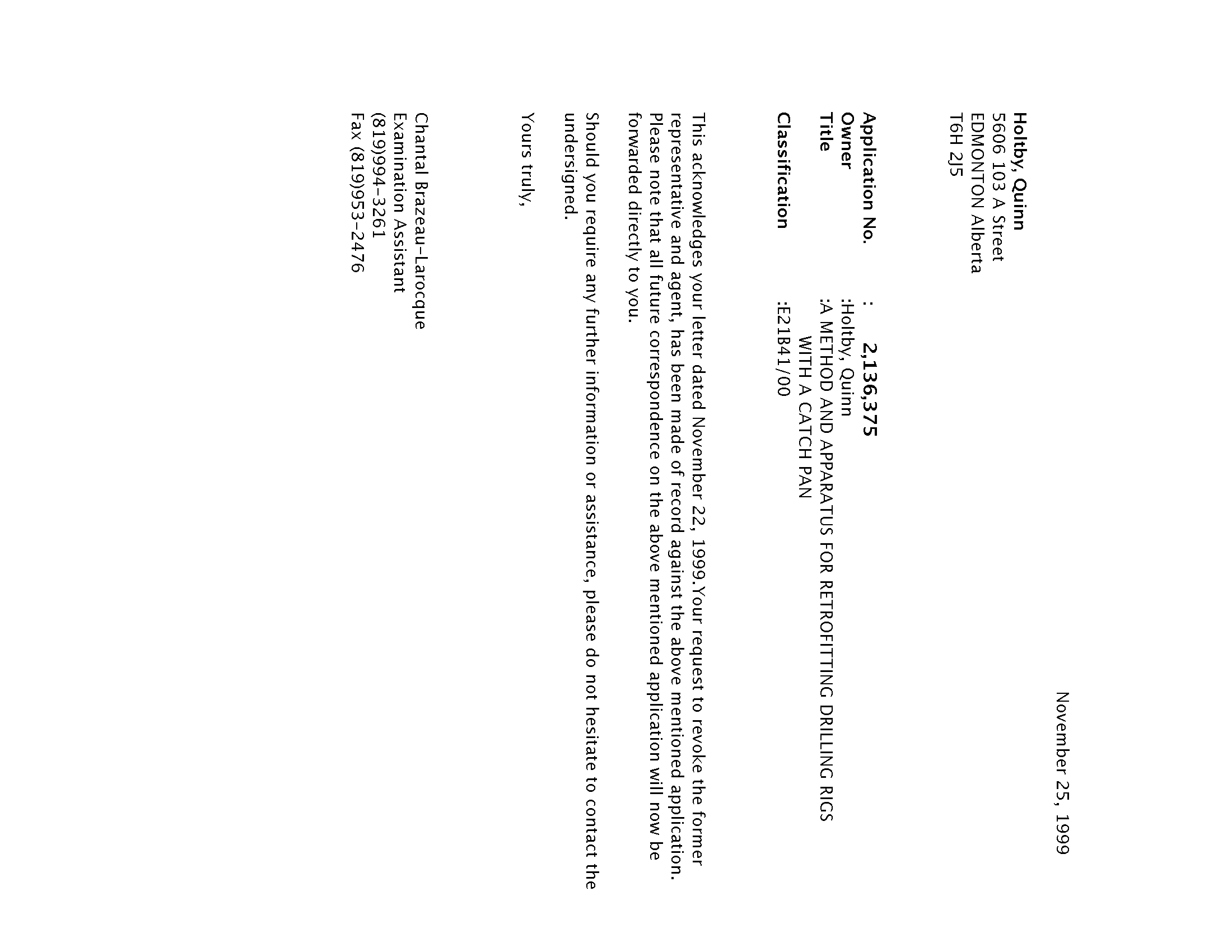 Canadian Patent Document 2136375. Correspondence 19981225. Image 1 of 1