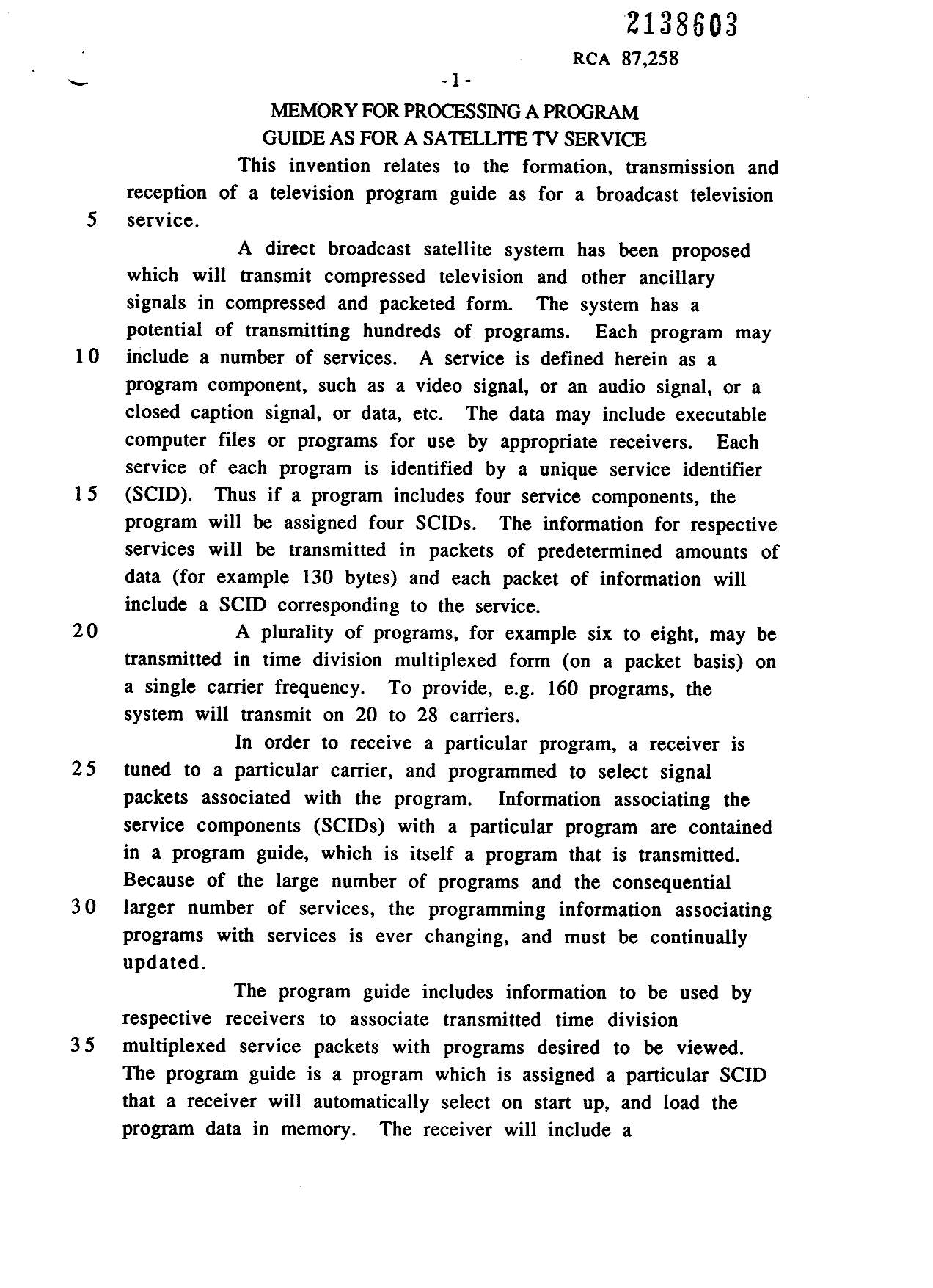 Document de brevet canadien 2138603. Description 19950706. Image 1 de 14