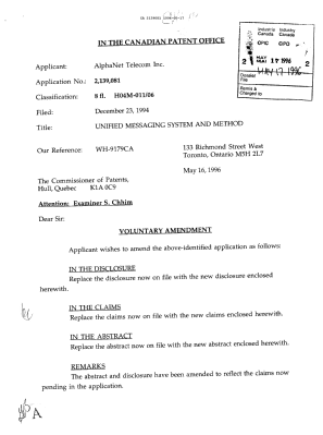 Document de brevet canadien 2139081. Correspondance de la poursuite 19960517. Image 1 de 2
