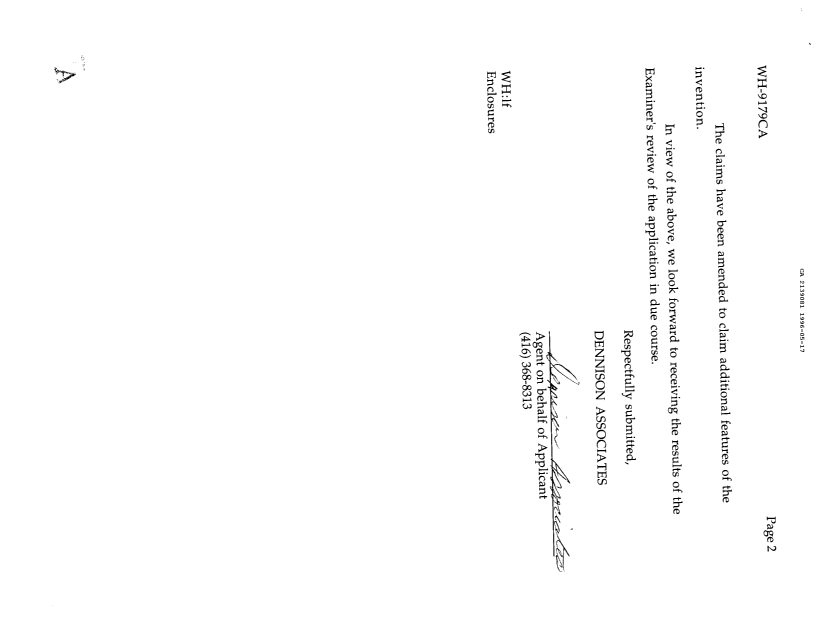Canadian Patent Document 2139081. Prosecution Correspondence 19960517. Image 2 of 2
