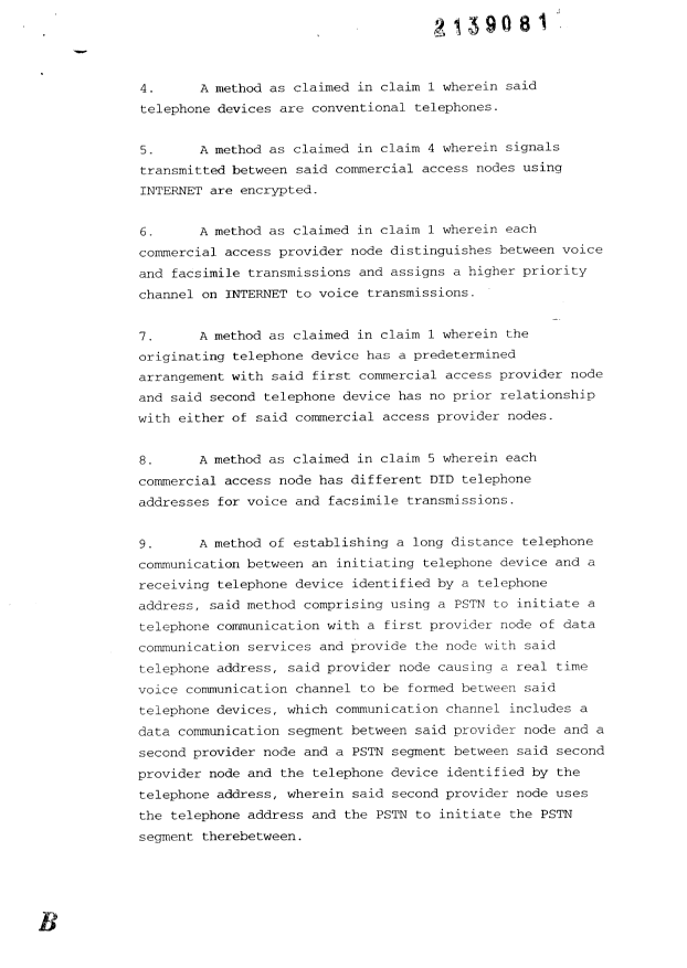Document de brevet canadien 2139081. Revendications 19980225. Image 2 de 6