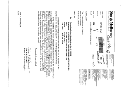 Document de brevet canadien 2139360. Taxes 20040405. Image 1 de 1