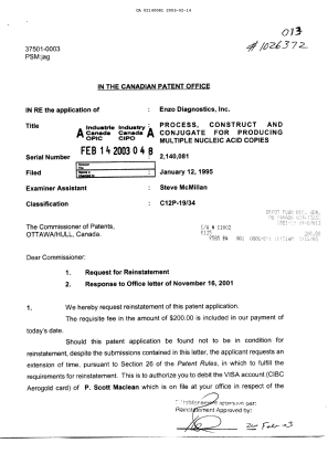 Canadian Patent Document 2140081. Prosecution-Amendment 20030214. Image 1 of 4
