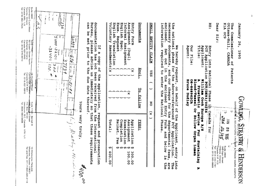 Canadian Patent Document 2141208. Assignment 19950126. Image 1 of 9