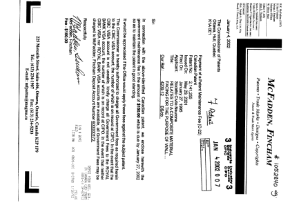 Canadian Patent Document 2141255. Fees 20020104. Image 1 of 1