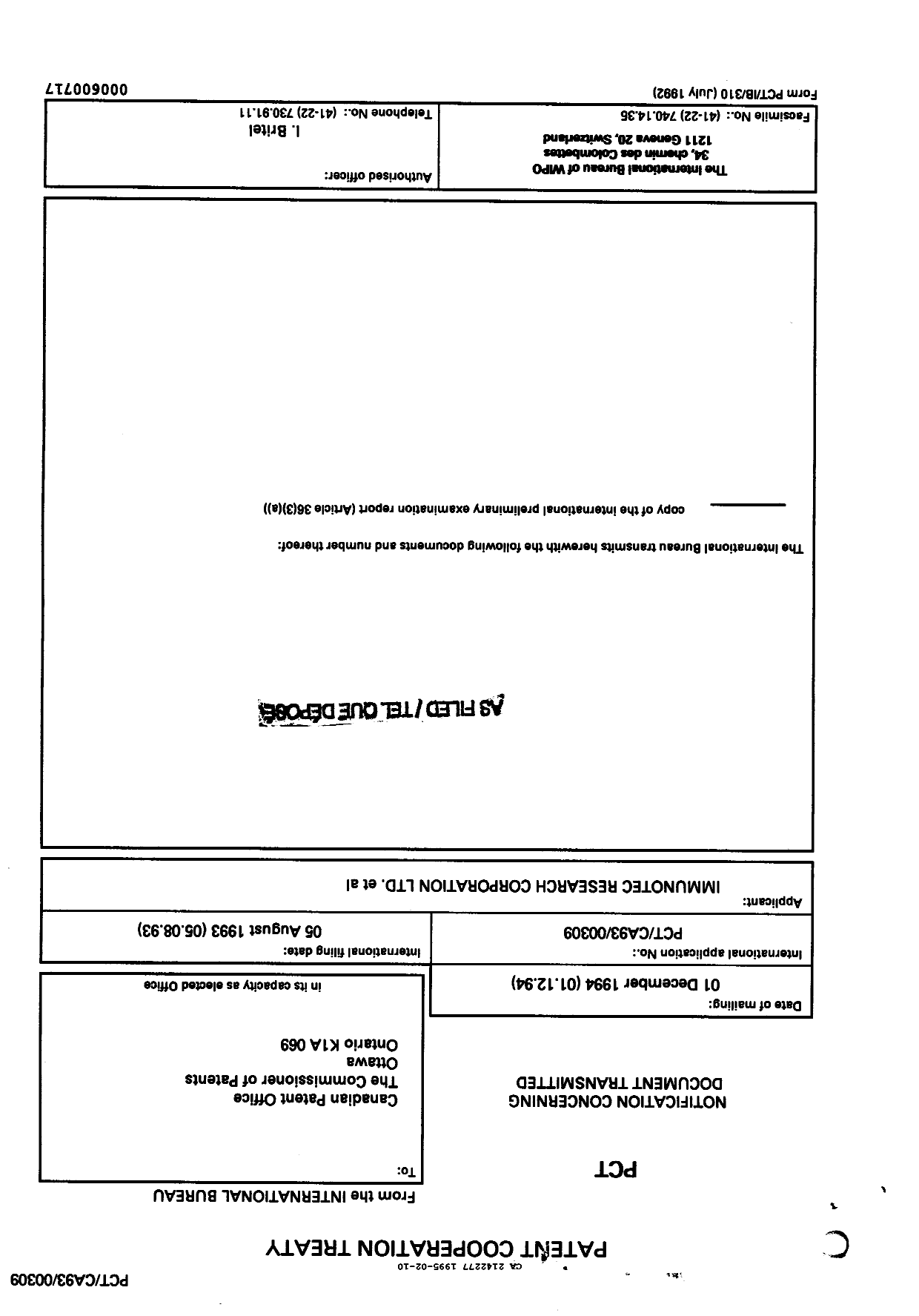 Canadian Patent Document 2142277. PCT 19941210. Image 1 of 10