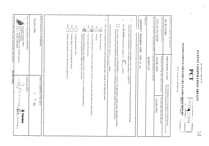Document de brevet canadien 2142277. PCT 19941210. Image 2 de 10