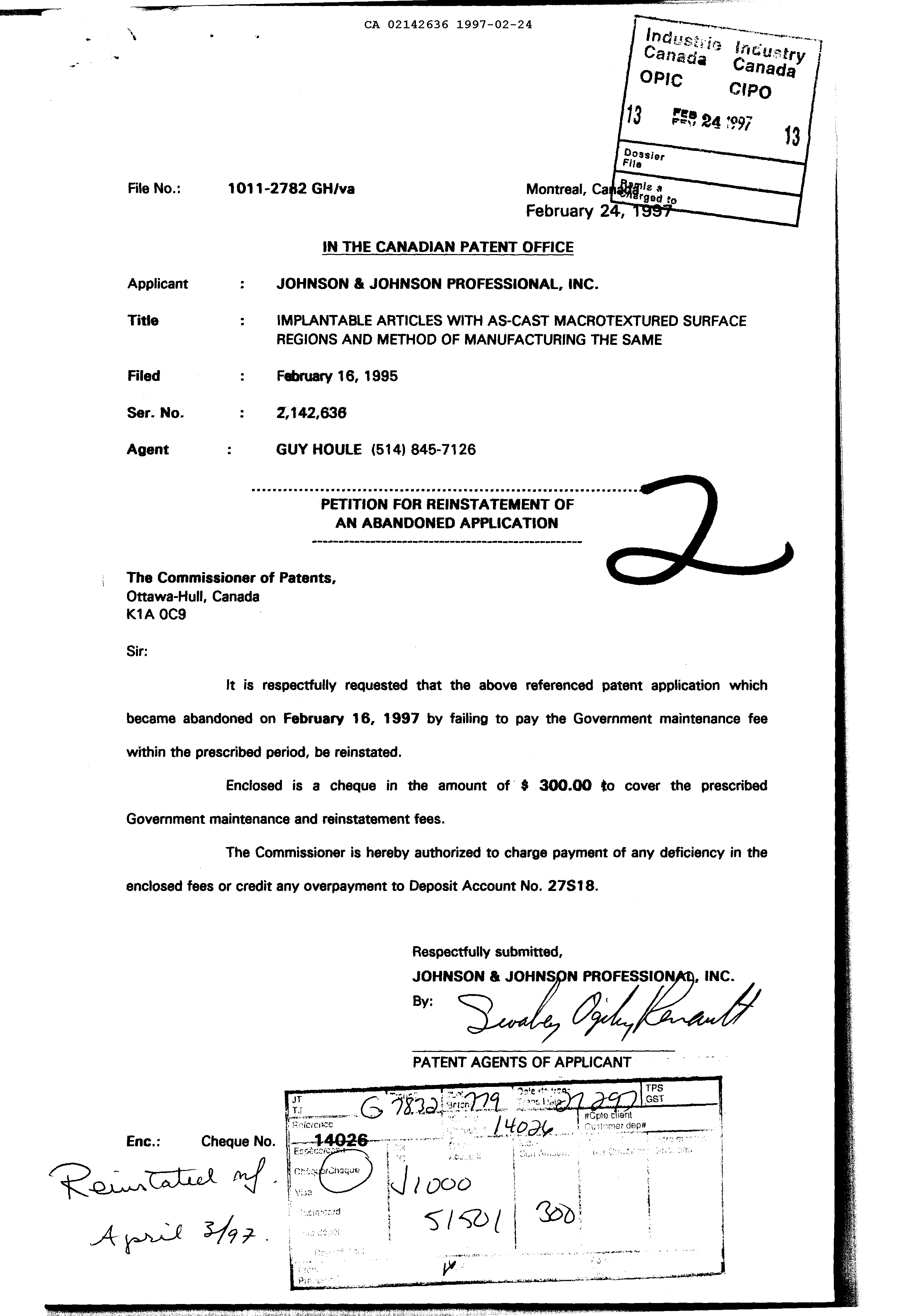 Canadian Patent Document 2142636. Fees 19970224. Image 1 of 1
