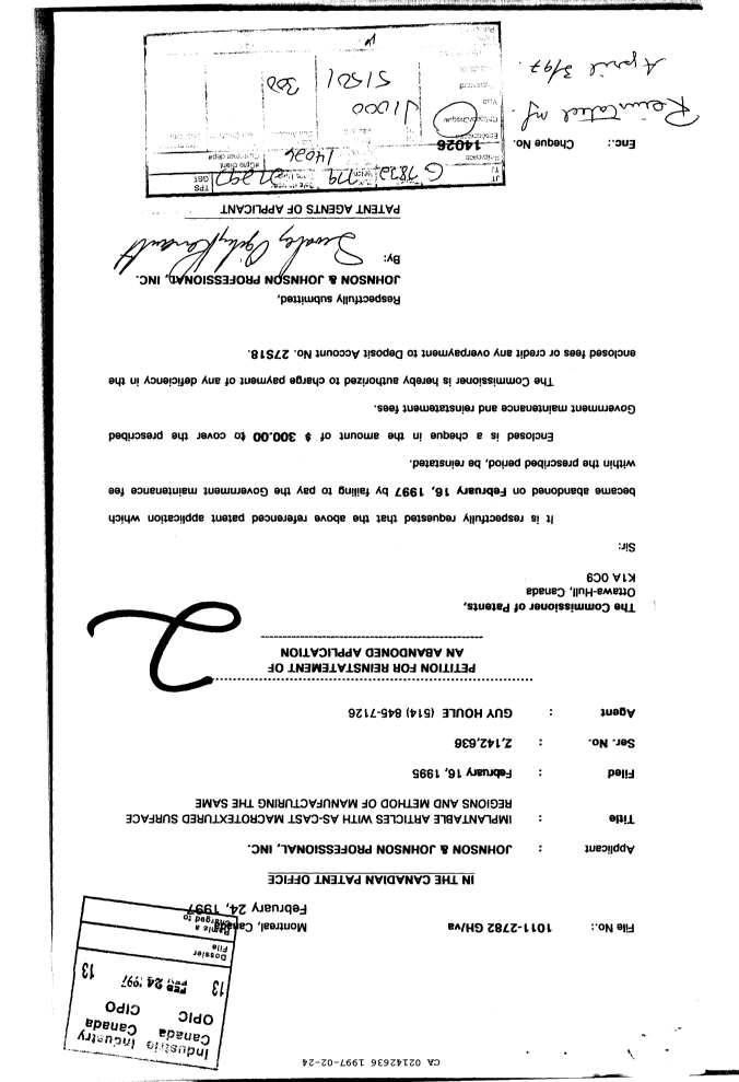 Canadian Patent Document 2142636. Fees 19970224. Image 1 of 1