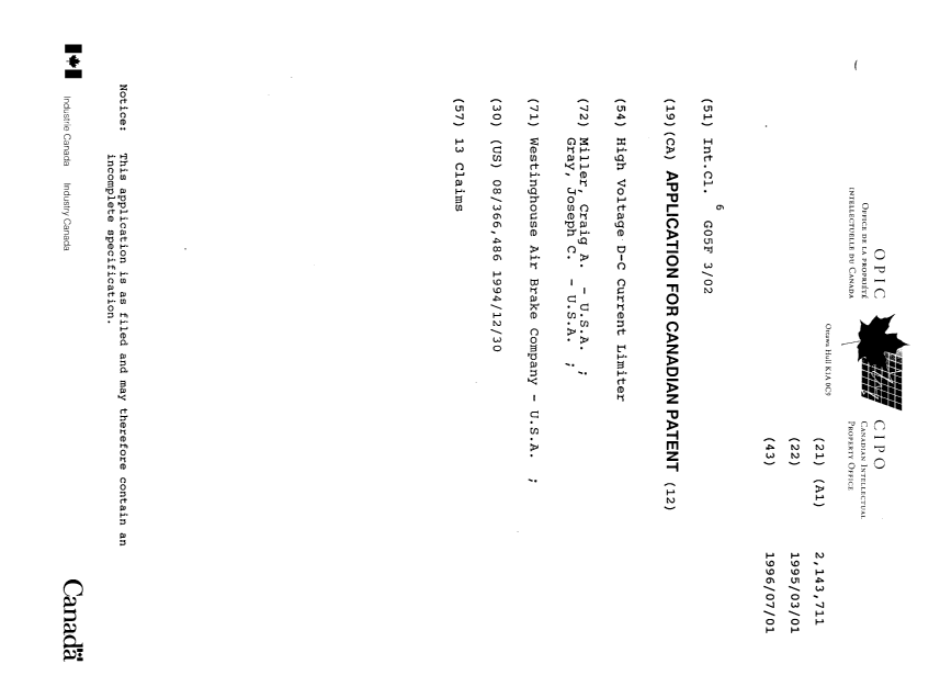 Document de brevet canadien 2143711. Page couverture 19960820. Image 1 de 1
