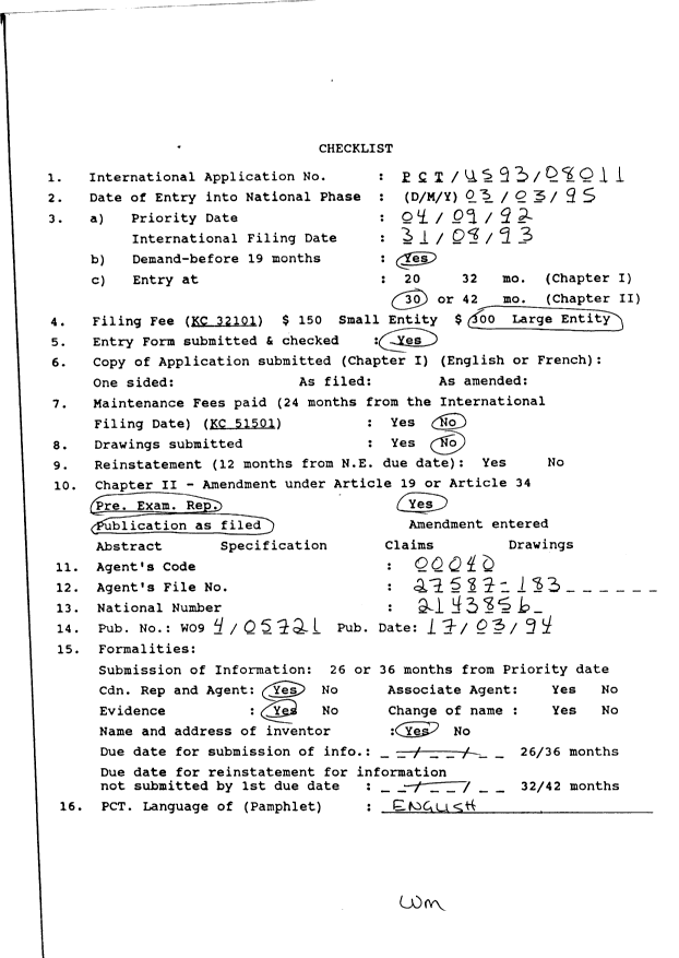 Document de brevet canadien 2143856. Cession 19950303. Image 7 de 7