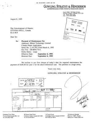 Document de brevet canadien 2143952. Taxes 19950808. Image 1 de 1