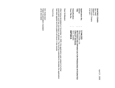 Canadian Patent Document 2144323. Correspondence 20050421. Image 1 of 1