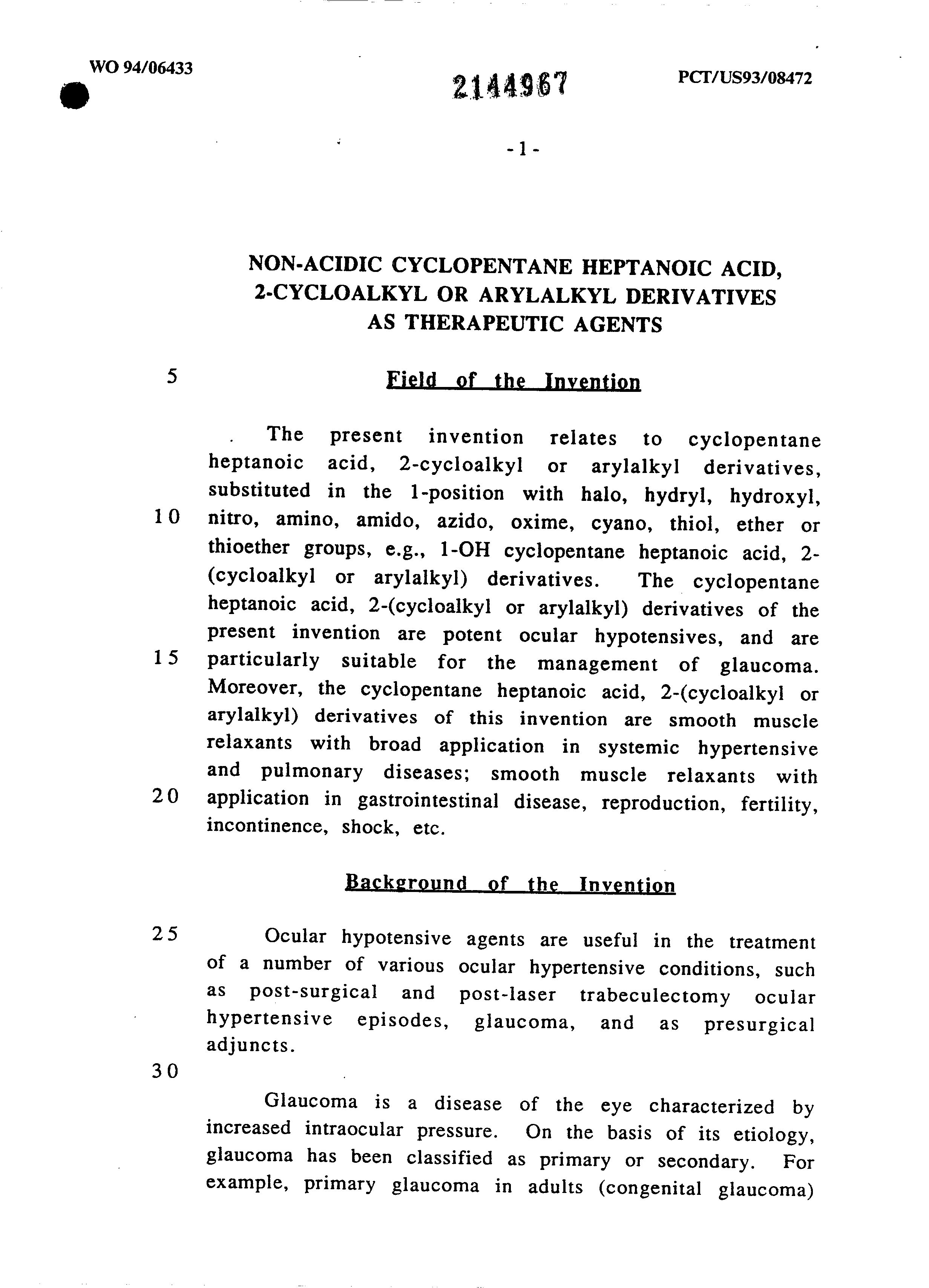Document de brevet canadien 2144967. Description 19931231. Image 1 de 54