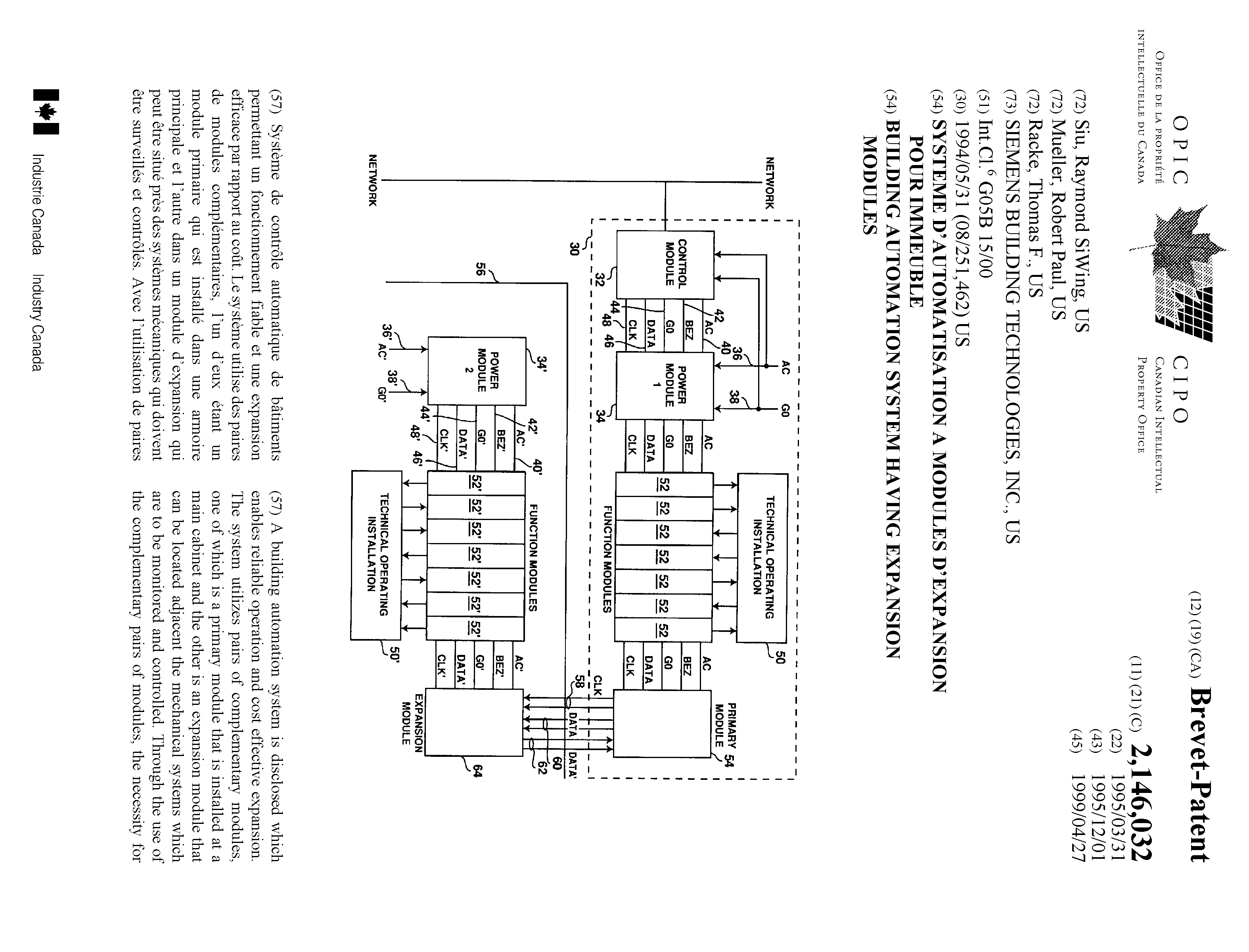 Canadian Patent Document 2146032. Cover Page 19990420. Image 1 of 2