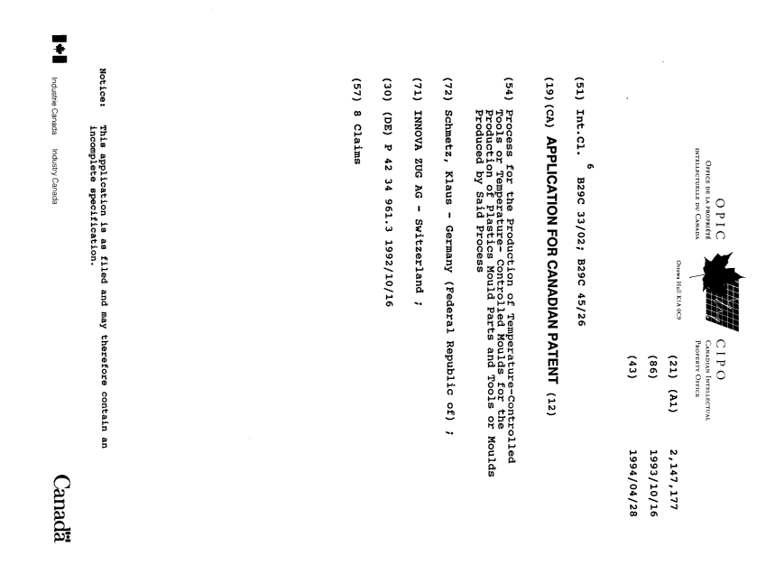 Document de brevet canadien 2147177. Page couverture 19950807. Image 1 de 1