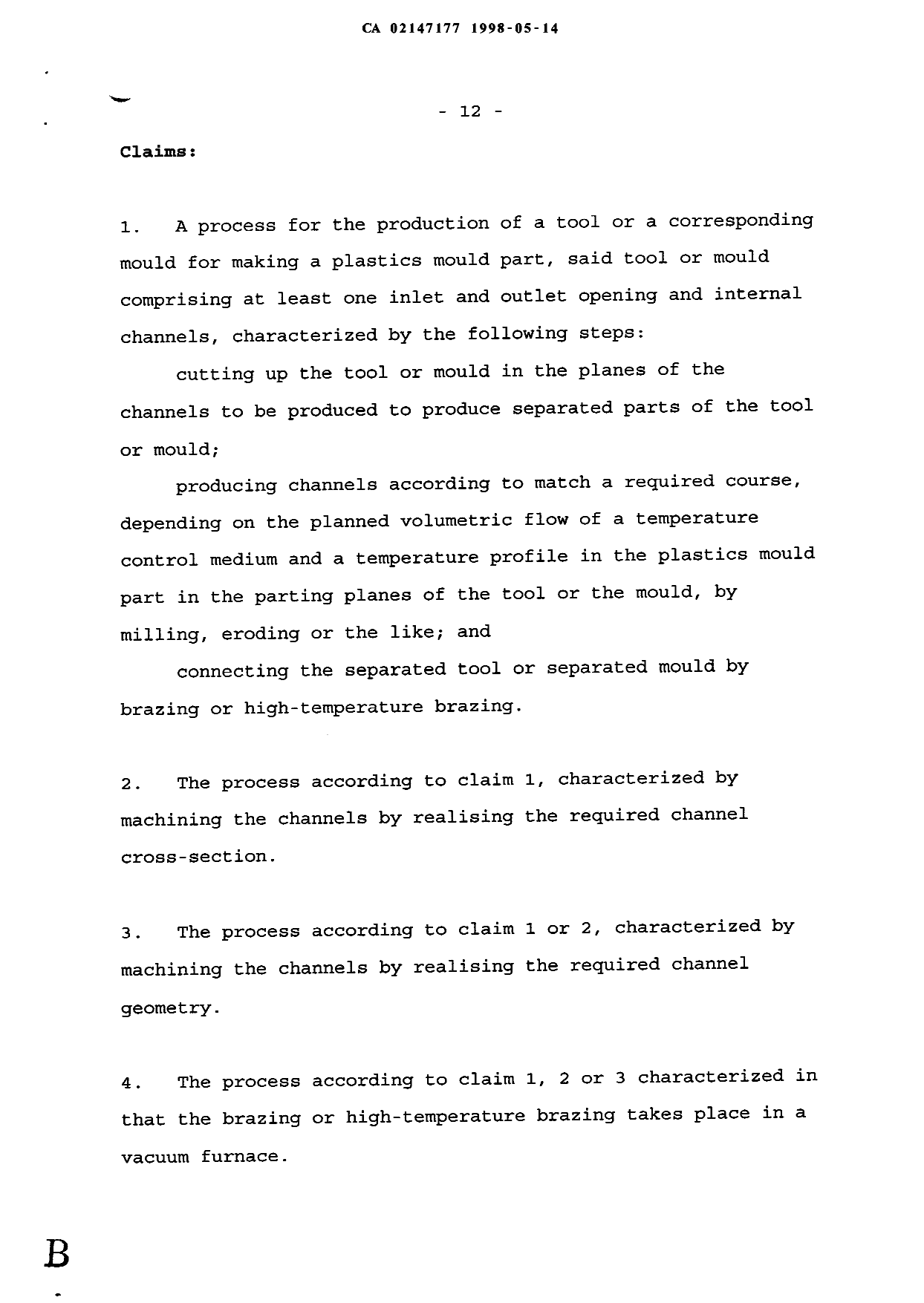 Document de brevet canadien 2147177. Revendications 19980514. Image 1 de 2