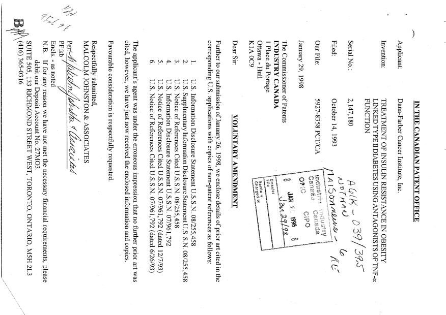 Document de brevet canadien 2147180. Poursuite-Amendment 19980129. Image 1 de 1