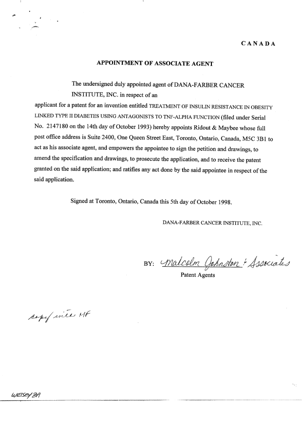 Document de brevet canadien 2147180. Correspondance 19981005. Image 2 de 4