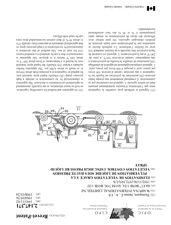 Document de brevet canadien 2147371. Page couverture 19971206. Image 1 de 1