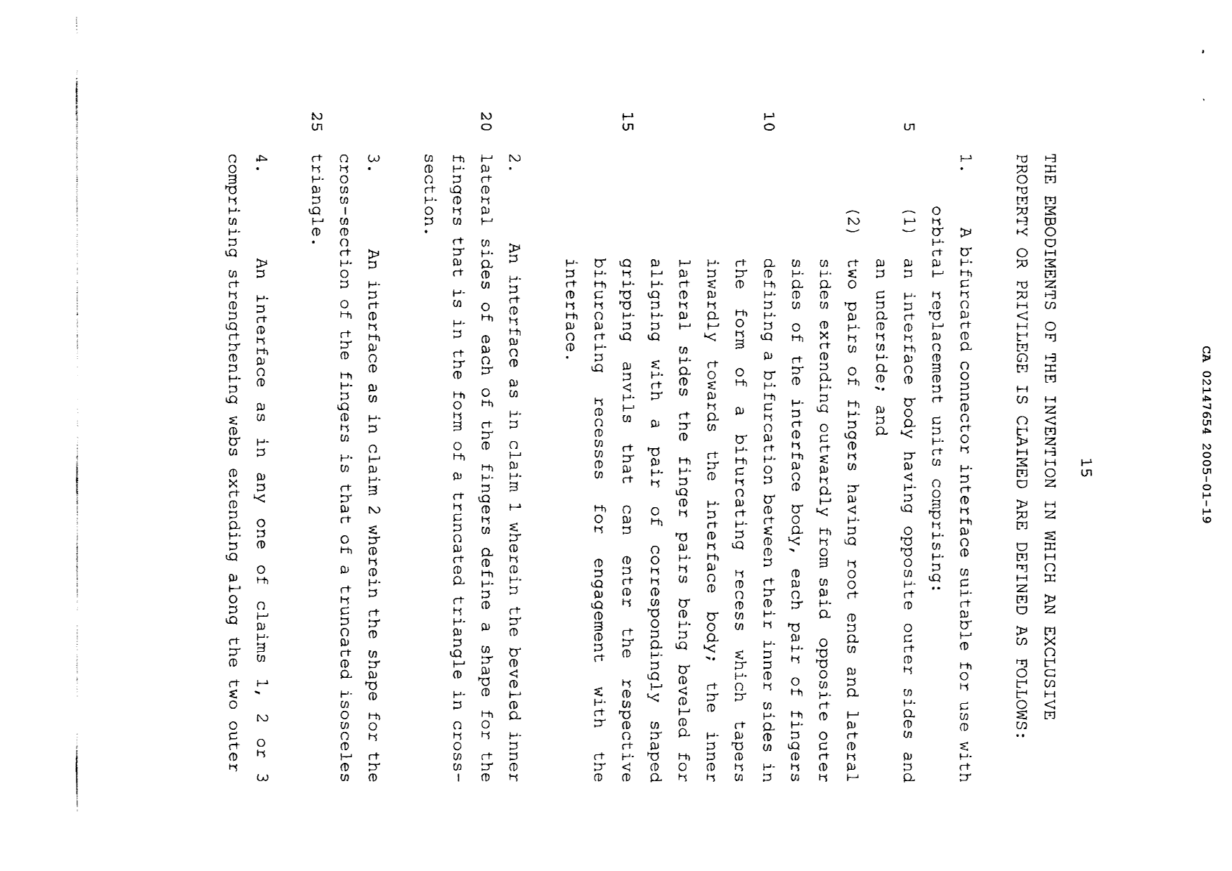 Document de brevet canadien 2147654. Revendications 20041219. Image 1 de 3