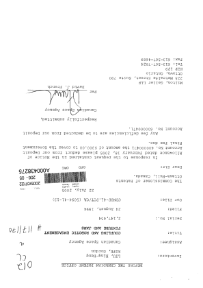 Document de brevet canadien 2147654. Correspondance 20041222. Image 1 de 1